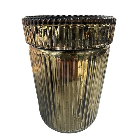 Leoben Co Vanilla Cedarwood Candle Ribbed Amber Glass Jar 18oz Essential Oils - Picture 2 of 7